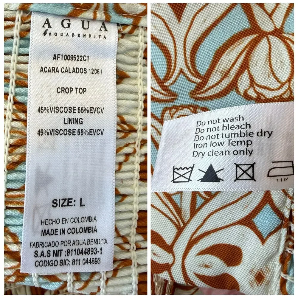 Agua by Agua Bendita NWT Calados Skirt Crop Top Set Large Macadamia Acara - Picture 15 of 16